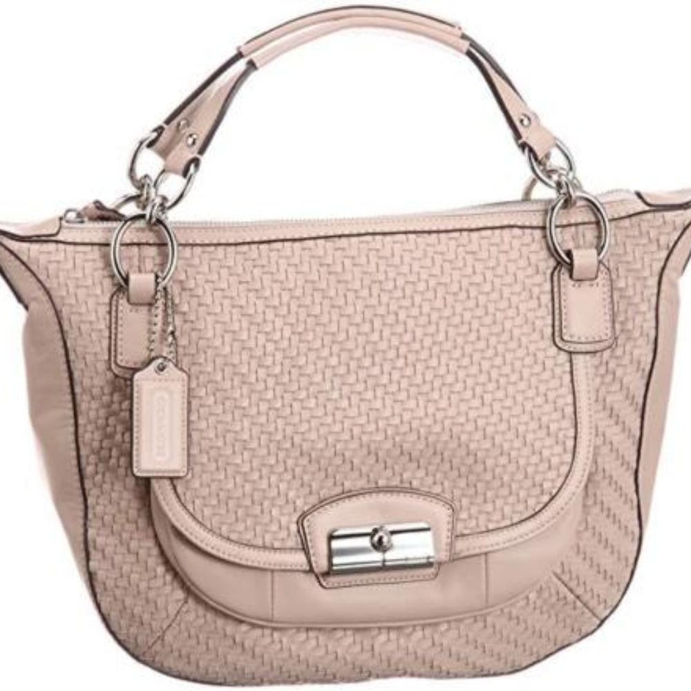 VALENTINE COACH Kristin Woven Leather Round Satchel Shoulder